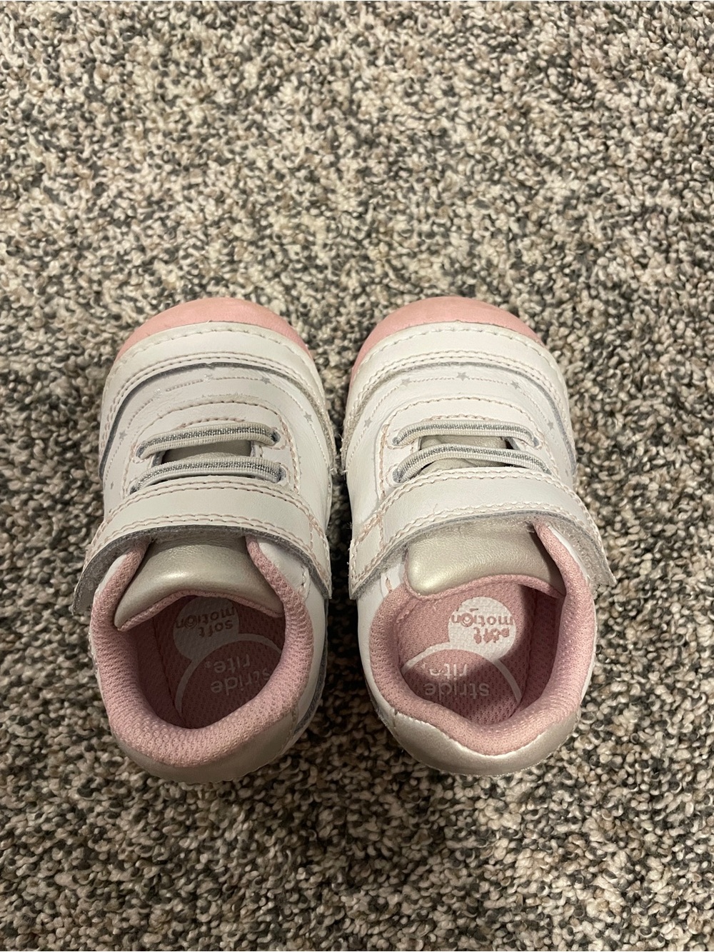 Stride Rite White and Pink Velcro Baby Sneakers